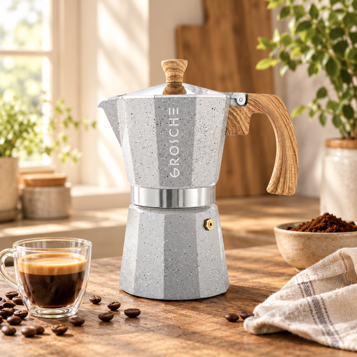 Cafetière italienne Grosche 6 tasses, gris